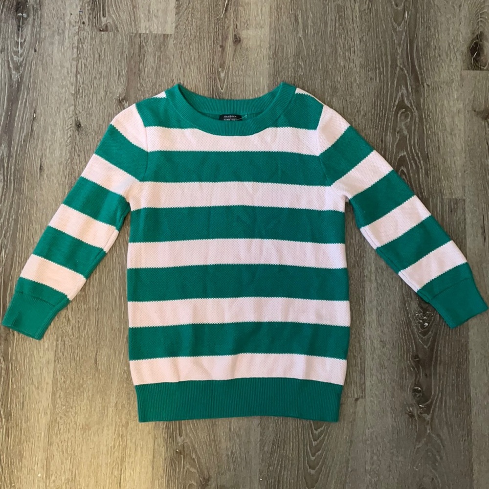 Pink and green striped sweater